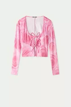 Tezenis Open Cropped Long-Sleeve Top With Ties 9 Tezenis Open Cropped Long-Sleeve Top With Ties -Outlet Tops Store 1ML1588326V F