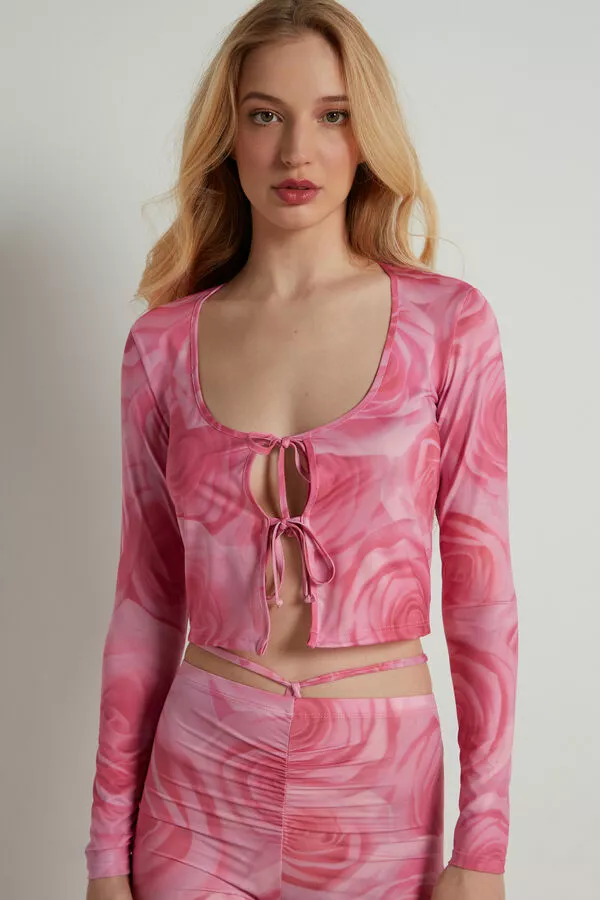 Tezenis Open Cropped Long-Sleeve Top With Ties 1 Tezenis Open Cropped Long-Sleeve Top With Ties