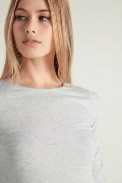 Tezenis Long-Sleeve Crew-Neck Stretch-Cotton Top -Outlet Tops Store 1ML15C031 DT1W