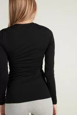 Tezenis Long-Sleeve Crew-Neck Stretch-Cotton Top -Outlet Tops Store 1ML15C wear 019 BI