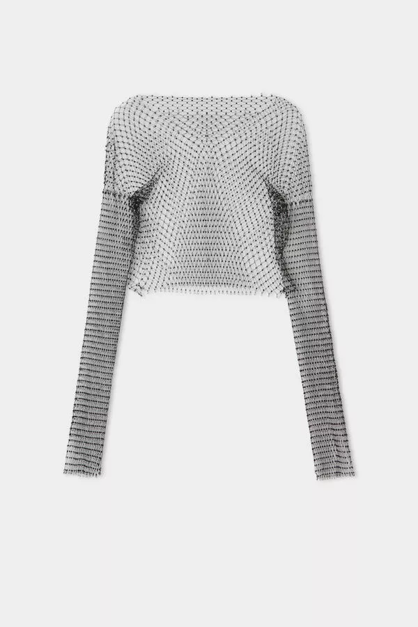 Tezenis Limited-Edition Long-Sleeved Rhinestone Mesh Crop Top 1 Tezenis Limited-Edition Long-Sleeved Rhinestone Mesh Crop Top
