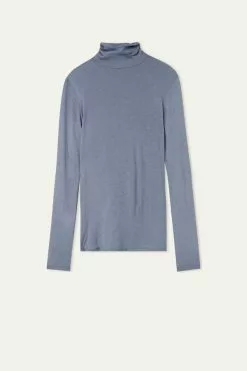 Tezenis Viscose And Merino Wool Turtleneck Top -Outlet Tops Store 1ML16B911U F