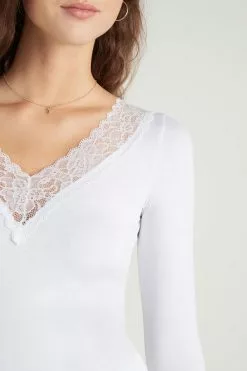 Tezenis V-Neck Viscose Shirt -Outlet Tops Store 1ML17D001 DT1W