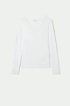 Tezenis V-Neck Viscose Shirt -Outlet Tops Store 1ML17D001 F