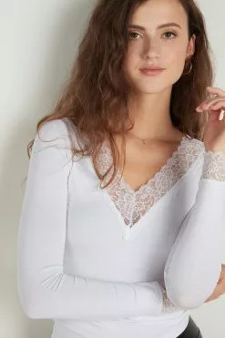 Tezenis V-Neck Viscose Shirt -Outlet Tops Store 1ML17D001 M