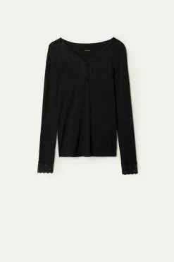 Tezenis V-Neck Viscose Shirt -Outlet Tops Store 1ML17D 019 F