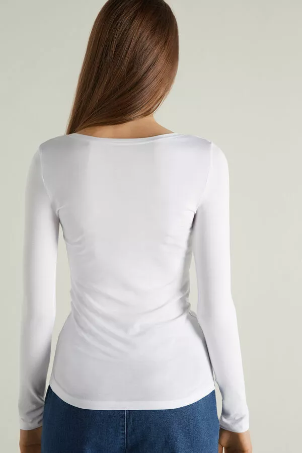 Tezenis Long-Sleeve Scoop-Neck Viscose Top 2 Tezenis Long-Sleeve Scoop-Neck Viscose Top - Image 2