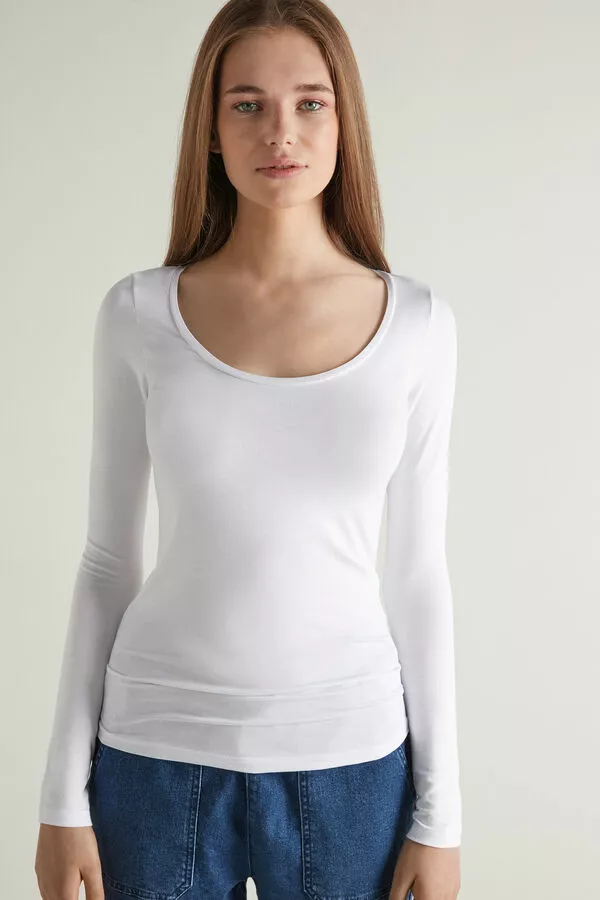 Tezenis Long-Sleeve Scoop-Neck Viscose Top 1 Tezenis Long-Sleeve Scoop-Neck Viscose Top