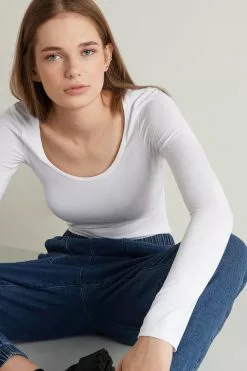 Tezenis Long-Sleeve Scoop-Neck Viscose Top 8 Tezenis Long-Sleeve Scoop-Neck Viscose Top -Outlet Tops Store 1ML537D001 M