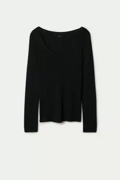 Tezenis Long-Sleeve Scoop-Neck Viscose Top -Outlet Tops Store 1ML537D 019 F