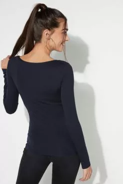 Tezenis Long-Sleeve Scoop-Neck Viscose Top -Outlet Tops Store 1ML537D wear 624T BI