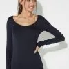 Tezenis Long-Sleeve Scoop-Neck Viscose Top