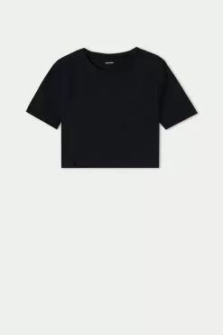 Tezenis Cotton Cropped Crew-Neck T-Shirt -Outlet Tops Store 1MM1027019 F