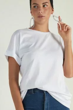 Tezenis Turned-Up Kimono Sleeve Cotton T-Shirt -Outlet Tops Store 1MM1193001 M