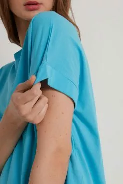 Tezenis Turned-Up Kimono Sleeve Cotton T-Shirt -Outlet Tops Store 1MM1193257V DT1W