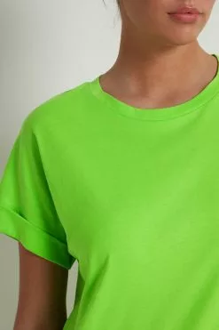 Tezenis Turned-Up Kimono Sleeve Cotton T-Shirt -Outlet Tops Store 1MM1193308V DT1W