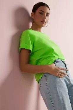 Tezenis Turned-Up Kimono Sleeve Cotton T-Shirt -Outlet Tops Store 1MM1193308V M