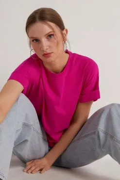 Tezenis Turned-Up Kimono Sleeve Cotton T-Shirt -Outlet Tops Store 1MM1193803V M