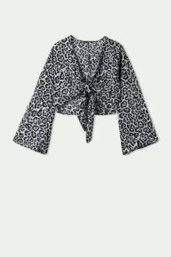 Tezenis Knotted Half Sleeve Crop Top -Outlet Tops Store 1MM1271840U F