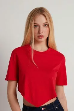 Tezenis Short-Sleeved Crop Top With V Cut