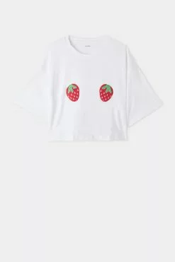 Tezenis Cropped T-Shirt With Strawberry Patch