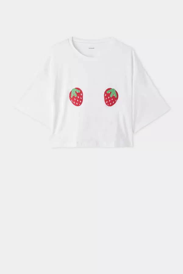 Tezenis Cropped T-Shirt With Strawberry Patch 1 Tezenis Cropped T-Shirt With Strawberry Patch