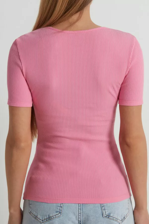 Tezenis Basic Rib Cotton Scoop Neck T-shirt 2 Tezenis Basic Rib Cotton Scoop Neck T-shirt - Image 2