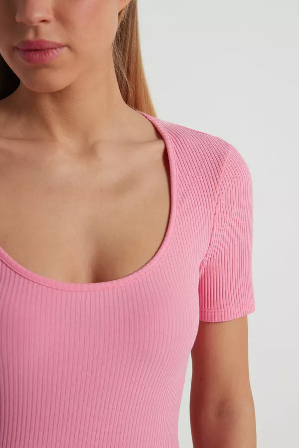 Tezenis Basic Rib Cotton Scoop Neck T-shirt 4 Tezenis Basic Rib Cotton Scoop Neck T-shirt - Image 4