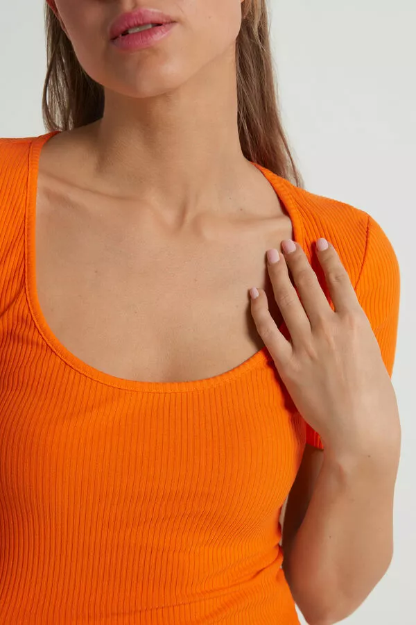 Tezenis Basic Rib Cotton Scoop Neck T-shirt 4 Tezenis Basic Rib Cotton Scoop Neck T-shirt - Image 4