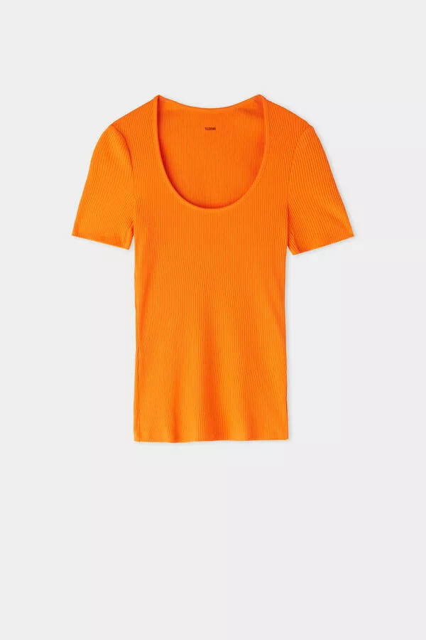 Tezenis Basic Rib Cotton Scoop Neck T-shirt 5 Tezenis Basic Rib Cotton Scoop Neck T-shirt - Image 5