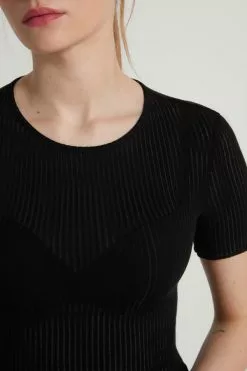 Tezenis Short-Sleeve Crew-Neck Ultralight Ribbed Cotton Top -Outlet Tops Store 1MM1584019 M