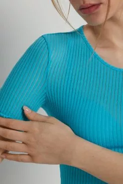 Tezenis Short-Sleeve Crew-Neck Ultralight Ribbed Cotton Top -Outlet Tops Store 1MM1584257V DT1W