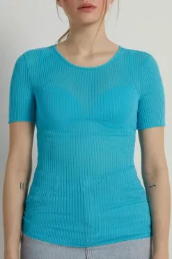 Tezenis Short-Sleeve Crew-Neck Ultralight Ribbed Cotton Top