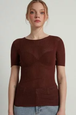 Tezenis Short-Sleeve Crew-Neck Ultralight Ribbed Cotton Top