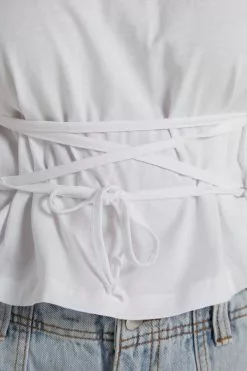 Tezenis Boxy Cotton T-shirt With Lacing -Outlet Tops Store 1MM1593001 DT1W