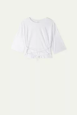 Tezenis Boxy Cotton T-shirt With Lacing -Outlet Tops Store 1MM1593001 F