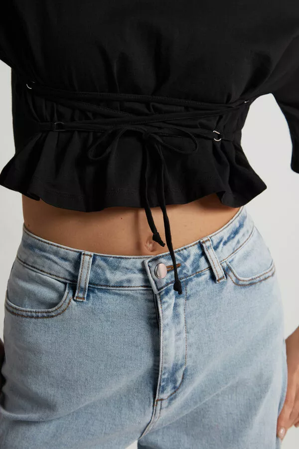 Tezenis Boxy Cotton T-shirt With Lacing 4 Tezenis Boxy Cotton T-shirt With Lacing - Image 4