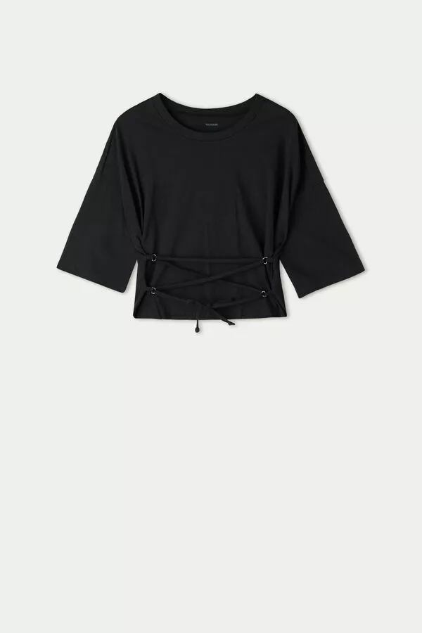 Tezenis Boxy Cotton T-shirt With Lacing 5 Tezenis Boxy Cotton T-shirt With Lacing - Image 5