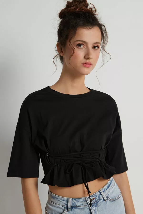 Tezenis Boxy Cotton T-shirt With Lacing 1 Tezenis Boxy Cotton T-shirt With Lacing