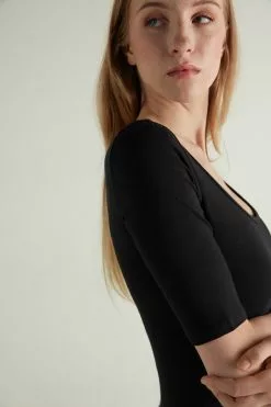 Tezenis Short-Sleeve Scoop-Neck Top In Cotton -Outlet Tops Store 1MM15C019 DT1W