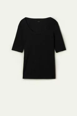 Tezenis Short-Sleeve Scoop-Neck Top In Cotton -Outlet Tops Store 1MM15C019 F