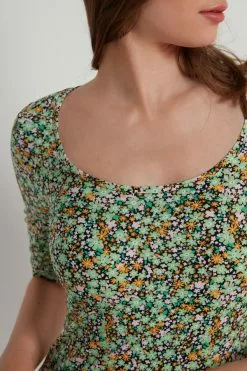 Tezenis Wide Neck Short Sleeve Printed Cotton Top 8 Tezenis Wide Neck Short Sleeve Printed Cotton Top -Outlet Tops Store 1MM15CT593V DT1W