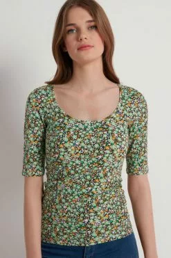 Tezenis Wide Neck Short Sleeve Printed Cotton Top 7 Tezenis Wide Neck Short Sleeve Printed Cotton Top -Outlet Tops Store 1MM15CT593V M