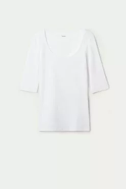 Tezenis Short-Sleeve Scoop-Neck Top In Cotton -Outlet Tops Store 1MM15C 001 F