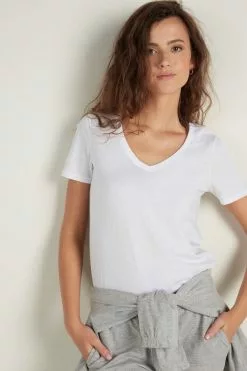 Tezenis Basic Cotton V-neck T-shirt -Outlet Tops Store 1MM199D wear 001 M