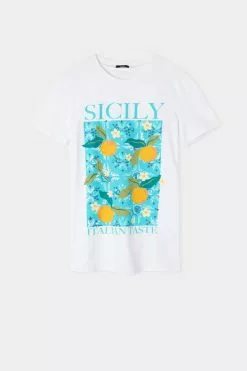 Tezenis Cotton Printed T-shirt -Outlet Tops Store 1MM199T516V F