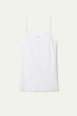 Tezenis Round-Neck Stretch Cotton Tank Top -Outlet Tops Store 1MT15A 001 F
