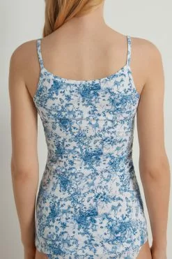 Tezenis Round Neck Tank Top In Stretch Cotton -Outlet Tops Store 1MT15T597V BI