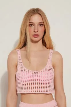 Tezenis Crop Top In Mesh Crochet