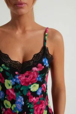 Tezenis V Neck Tank Top With Lace Insert -Outlet Tops Store 1MT779AT273V DT1W